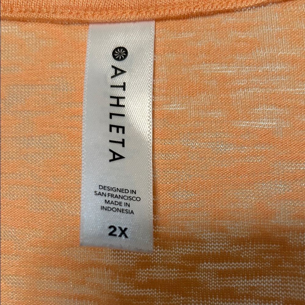 Athleta Peach Orange V-Neck Short Sleeve Tee - Picture 2 of 6